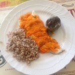 Trota carote e carciofo e grano saraceno